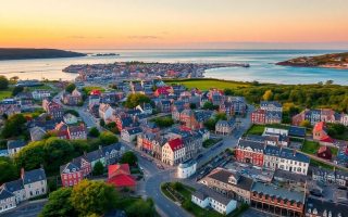 Vue du ciel sur une ville de Bretagne