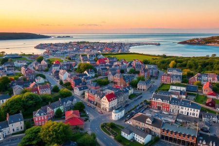 Vue du ciel sur une ville de Bretagne