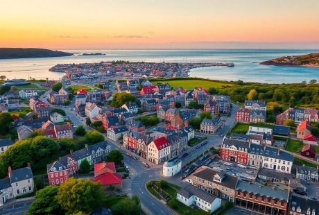 Vue du ciel sur une ville de Bretagne